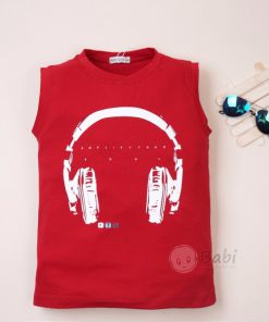 Áo thun sát nách bé trai in tai nghe (size đại)