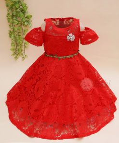 Áo đầm bé gái cao cấp ren đẹp trễ vai sang trọng